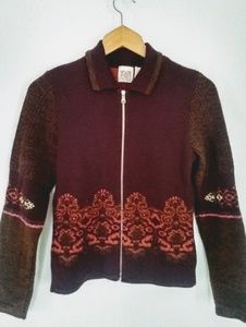 Medium Oilily Wool Warm Zipup Sweater Cardigan